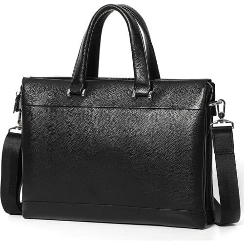 Fashion Business Briefcase Men Genuine Leather Handbag Brand Design Shoulder Messenger Bags Male Real Leather 14 inch Laptop Bag