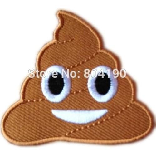 2" Happy Poo Patch Brown Poop Crap Turd Cream boho hippie 70s fun smile applique sew on/ iron on patch Fashion