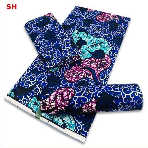 2021 new African wax cloth high quality bronzing veritable pattern cotton wax Tissu Africain party dress fabric H210722