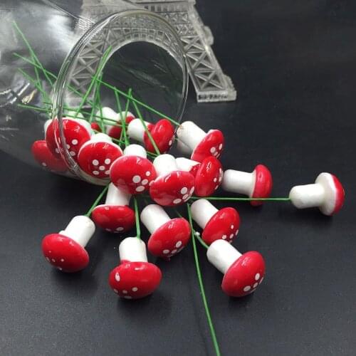 New30Pcs Red Multi-colored Foam Mushrooms Miniatures for Fairy Garden DIY Bottle Landscape Decorative Mushroom Figure Decorative
