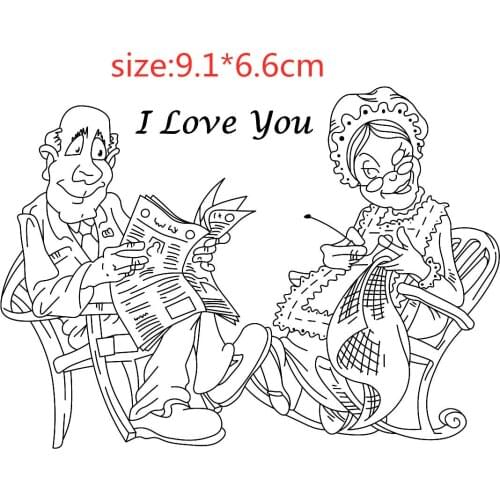 Elderly Cou Transparent Silicone Clear Rubber Stamp Sheet Cling Scrapbooking DIY Cute Pattern Photo Album Paper Card Decor