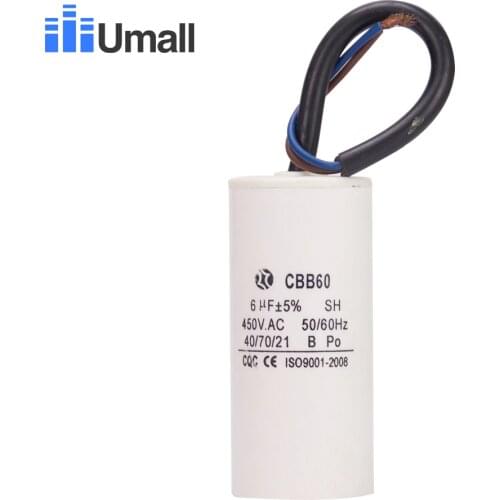 CBB60 450V 6uf two wires motor start capacitor for Water pumps QB-60 IDB-35 PM-45