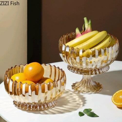 Restaurant Glass Fruit Tray Storage Tray Creative Luxury Home Kitchen Vegetable Storage Rack Snack Tray Dining Table Tableware