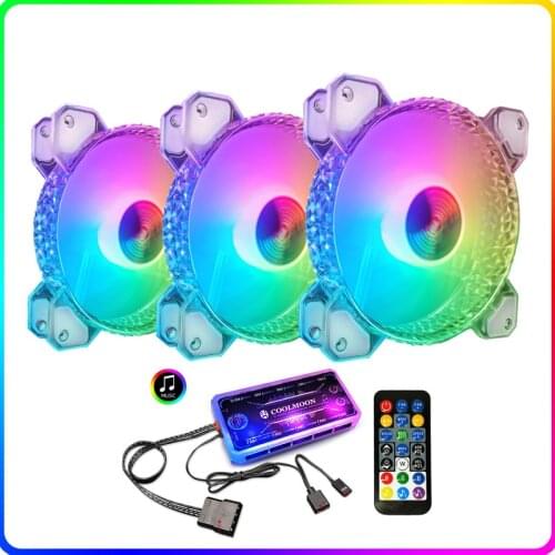 Crystal diamond RGB fan 12cm silent diamond aperture computer Symphony ARGB motherboard synchronous chassis fan