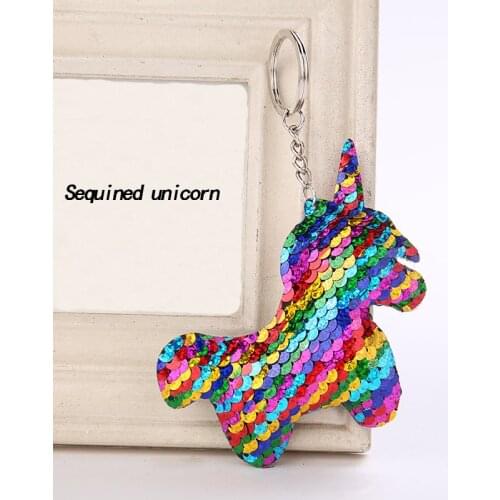Reflective shiny unicorn keychain pendant sequined unicorn bag pendant colorful sequined keychain pendant
