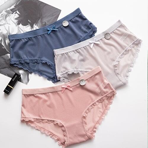 Mesh Breathable Women Panties Bowknot Front Female Lingerie Briefs High Quality Cotton Low Waist Soft Girls Underpants Lingerie