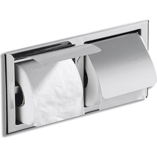 Recessed Toilet Paper Support Stainless Steel Toilet Paper Holder Wall Roll Holders Tissue Box Cover Toilet Roll Holder