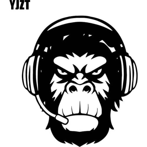 YJZT 14CM*15.9CM Majestic Monkey Head Pattern Vinyl Decal Decorate Bumper Car Sticker Black/Silver C4-1868