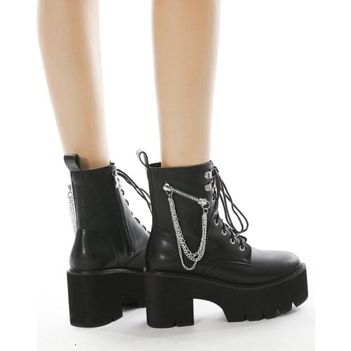 2021 Big sizes 43 Platform High Heels Cosplay Fashionable Autumn Winter Wedges Shoes Ankle Boots Womenhi9