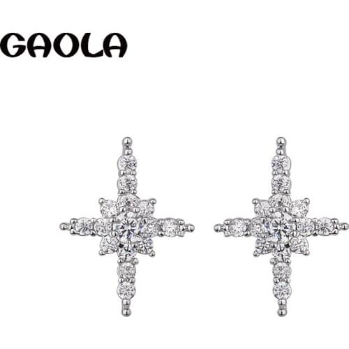 GAOLA 2017 High Quality AAA Cubic Zirconia Cross Flower Stud Earrings Women Fashion Jewelry GLE3851