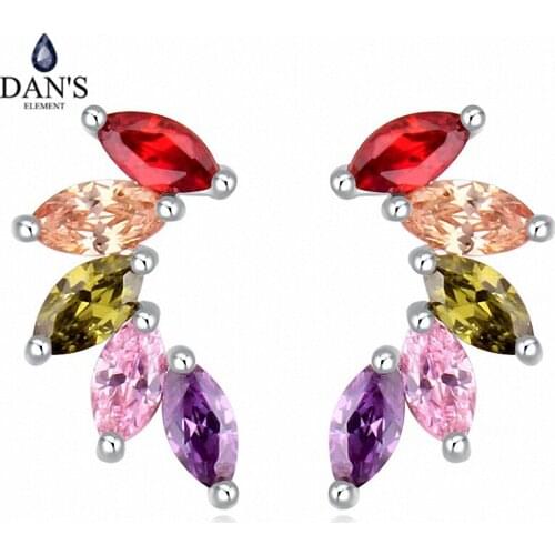 DANS 3 Colors Real Big Brand AAA Zirconia Simple Micro Inlays Fashion Stud Earrings for Women Flower 117063Multi