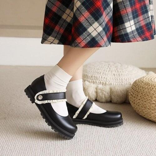 YMECHIC Shallow Mary Jane Shoes for Women 2021 Autumn Buckle Strap Lolita Pumps Ladies Thick Bottom Causal Shoes Cute Size 34-43