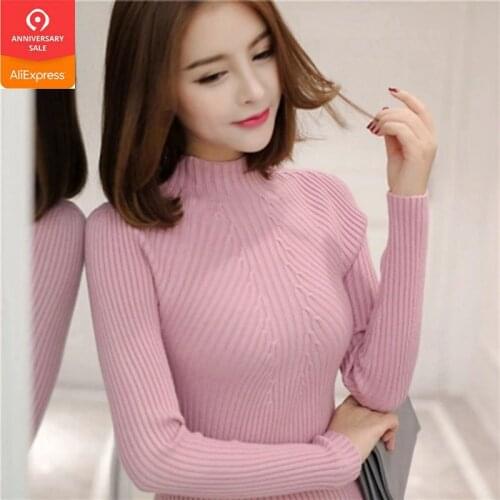 Women turtleneck sweater 2019 Casual spring bottoming slim warm knitted pullovers female burderry women