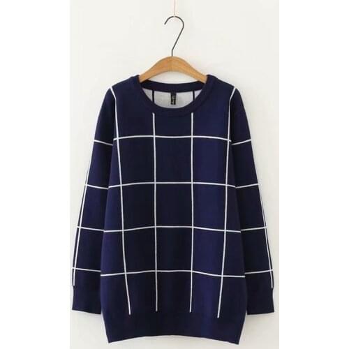 Plus Size 3XL-6XL Womens Plaid Sweaters Long Sleeved Autumn Winter Casual Oversized Tops sweater women pullover women