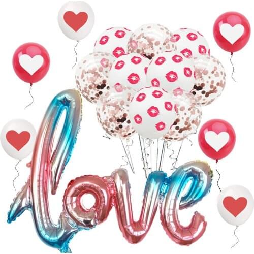 ZLJQ Valentines Day Balloons Wedding Party Confession Balloon Decoration Letter Aluminum Balloon Balloon Love Surprise