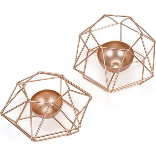 European Style Golden Metal Geometric Shaped Scented Candle Holder Cup Candles Holders Tea Light Holder Home Decor Crafts