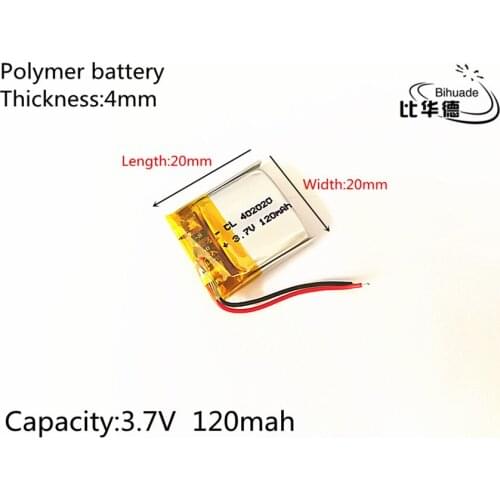 1pcs 3.7V,120mAH,402020 PLIB; polymer lithium ion / Li-ion battery for GPS,mp3,mp4,mp5,dvd,bluetooth,model toy mobile bluetooth