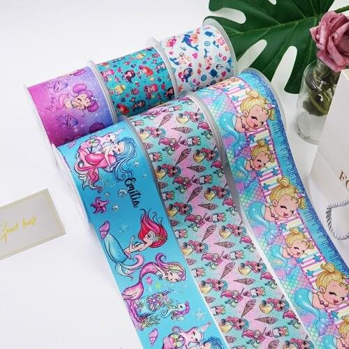 DIY Cartoon Mermaid Printed Grosgrain Ribbon For Craft Supplies Sewing Accessories 5 Yards, Planar Resins Mold 10 Pieces. 45343