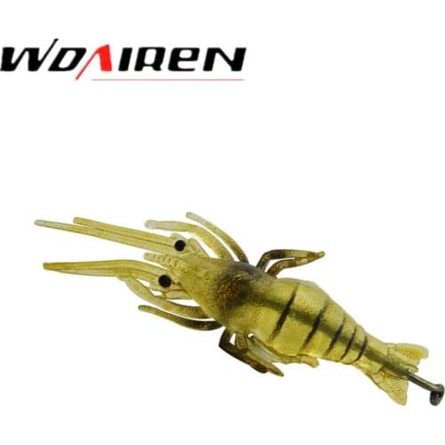 10pcs/Lot Sea Fishing Lures Shrimp Worm Soft Bait Artificial Squid Plug Prawn Lure with Sharp Crank Hook Lead Carp Pesca Tackle