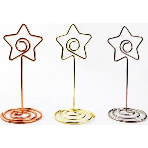 10pcs Rose Gold Silver Star Table Number Name Place Cards Holders Clips Stands for Wedding Party Event Banquet Table Decorations