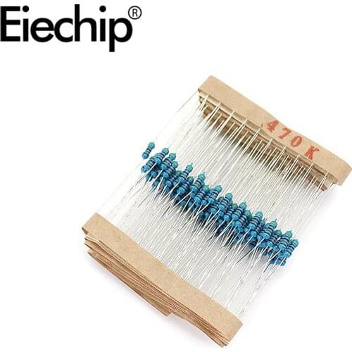 100pcs/lot 1/4W 1% Metal film resistor 0.25W resistance 470K ohm Throught Hole