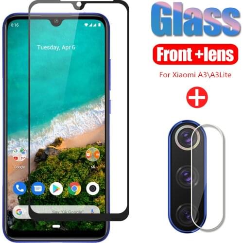 2 In 1 Tempered Glass for Xiaomi Mi A3 Glass Camera Lens Film Screen Protector for Xiaomi CC9E Protection Glas Xiomi MiA3 MiCC9E