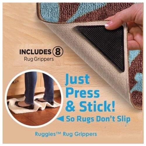 4pcs/Set Reusable Washable Rug Carpet Mat Grippers Non Slip Silicone Grip for Home Bath Living Room
