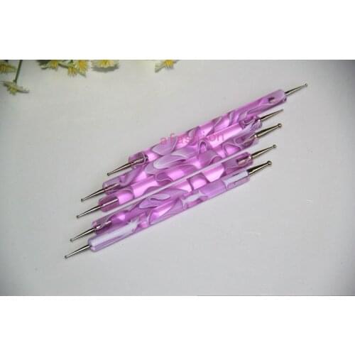 5pcs Purple Nail Art Polish Acrylic Dotting Pen for polish gel Manicure Decoration Tools Free Shipping