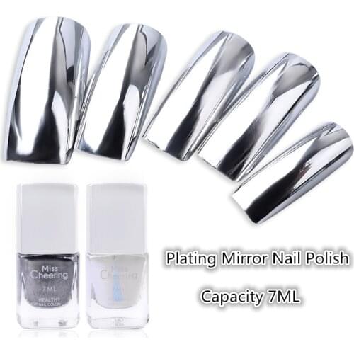 7ml Mirror Nail Polish Metallic Lacquer Silver Nail Mirror Effect Metal Gold Nail UV Gel Polish Base Top Coat Nails Art Tips