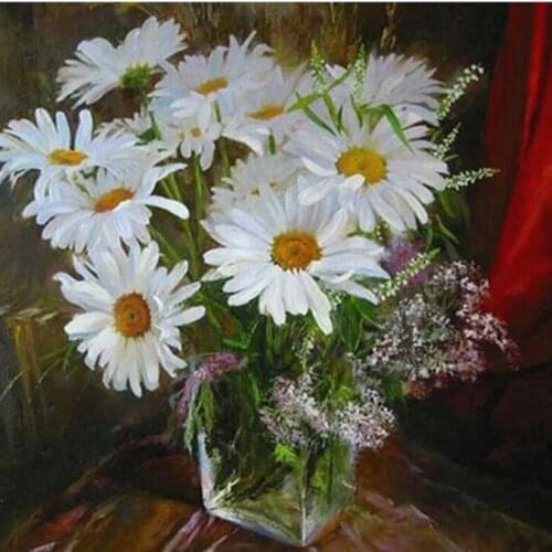 Diamond Embroidery Flower White Daisy 3D Full round Rhinestones Wall Decor Diy Diamond Painting Spring Gifts RS2020