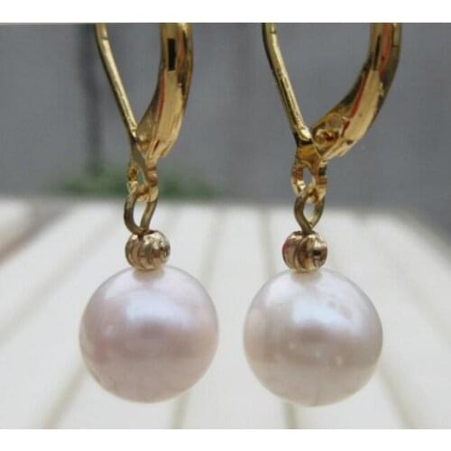 Free Shipping Top Quality REAL ROUND 7-8MM SOUTH SEA WHITE PEARL 14k/20 GOLD EARRINGS