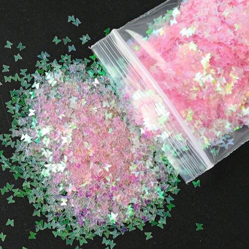 Bright 12 Butterfly Sequin Glitter Fluorescent Nail Decals Stickers Ultrathin Face Manicure for Acrylic Lip Paillette HDJ39F-Y