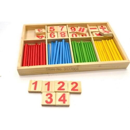 DHL 50set Montessori Education Mathematics Toys Arithmetic Counting Preschool Spindles Wooden Educational Toys For Kids