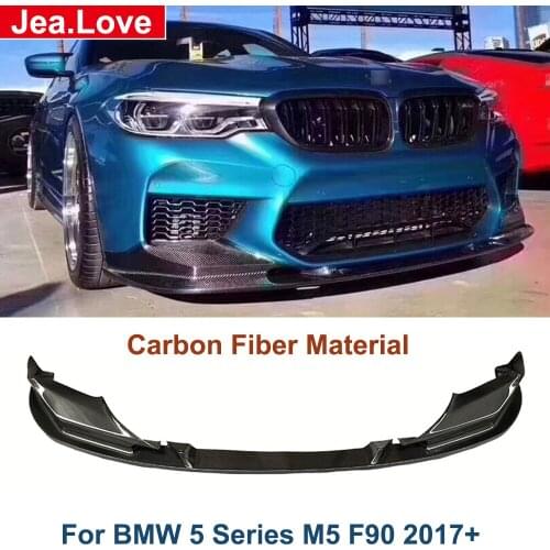 3D Style Real Carbon Fiber Front Bumper Lip Diffuser Spoiler Car Body Modification Part For BMW 5 Series M5 F90 2017 Up