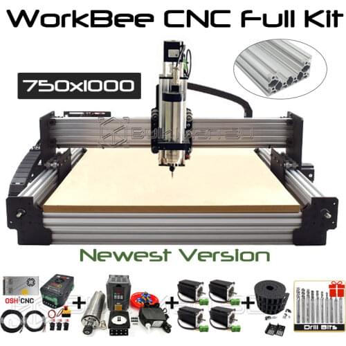 Newest Silver 7510 WorkBee CNC Router Machine Full Kit with Tingle Tension System 4Axis Engraver Complete Kit Wood Metal Mill