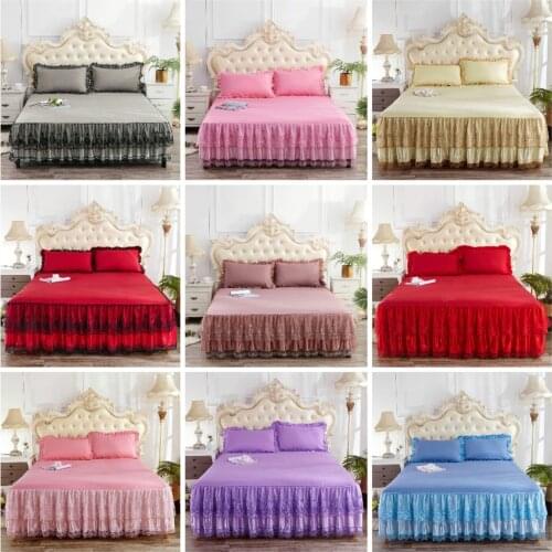 Hot and luxury bed spread bed skirts 1 bed skirt +2 pillowcases bed cover twin full Queen king