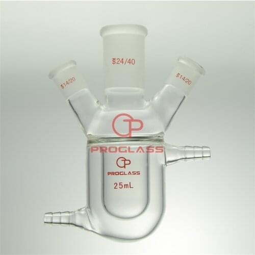 Jacket Reaction Flask Three Necks 25mL,24/40 and 14/20