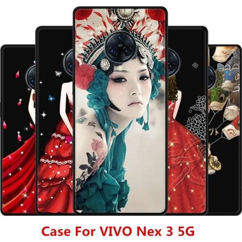 Cartoon Red Dress Girl Case For VIVO Nex 3 5G,TPU Painted Mobile Phone Shell Lovely Color Painting Case.18 Colors