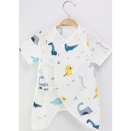 Cartoon Newborn Summer Rompers Baby Girls Clothes Short Sleeve Striped Print Jumpsuit Playsuit Kids Climbing Costume 0-12 Momths