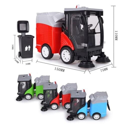 Simulation of urban cleaning car, garbage truck, alloy car model, childrens sound and light return force toy car, childrens gi