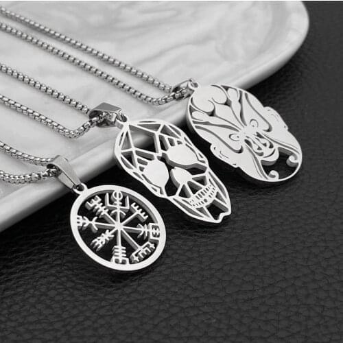 Fashion new face makeup necklace pendant skull street hip hop titanium steel necklace hot sale