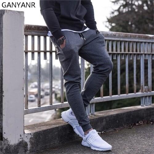 GANYANR Running Pants Men Sports Leggings Jogging Basketball Training Fitness Gym Athletic Football Sweatpants Elastic Workout