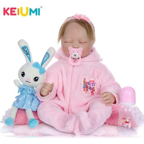Handmade Asleep Reborn Menina 55 cm Soft Silicone Vinyl 22 Inch Reborn Baby Dolls True To Life Stuffed Doll Toys With Pillow