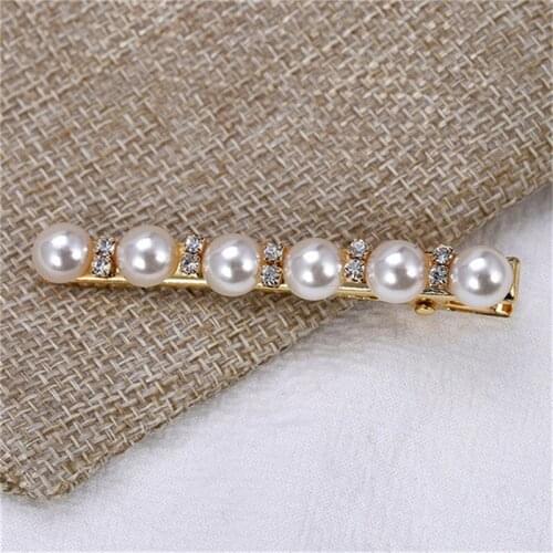 New Women Pearl Hair Clip Barrette Rectangle Rhinestone Hairpin Bobby Jewelry Fashion Styling Tools Girls Hair Accessories