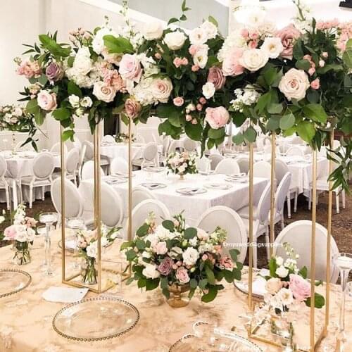 New style Gold Flower Stand Metal Pillar Pillars Walkway Stand Stage Display Rack senyu senyu2502