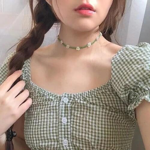 Luokey Lovely Girls Romantic Cute Flower Choker Necklace Summer Colorful Japan Miyuki Beads Necklaces For Women Collar Jewellery