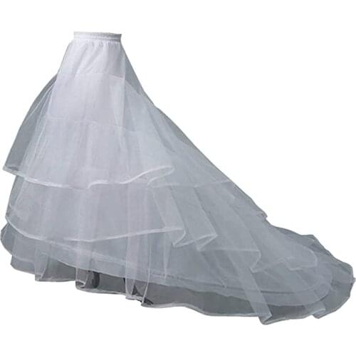 New Spring Design A-line Mermaid Petticoat 2-Hoop Black Petticoat Underskirt 3 Layers Crinoline for Wedding Dress Train