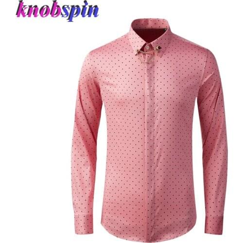 100% Pure Cotton Shirt men 2020 New Dot design Casual Slim Shirts for men Long sleeve high quality Camisas masculina size 38-48