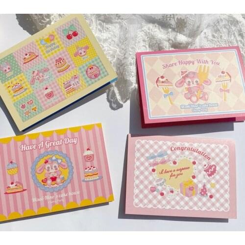 Cute Japan cherry party Folding card gift message card DIY decoration Holiday greeting card envelope