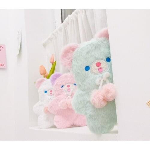Cute cake bear plush pencil case animal shape pencil case girl student stationery storage bag small item storage bag
